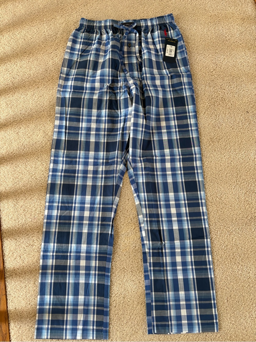 Polo Ralph Lauren Blue and White Plaid Lounge Pajama Pants